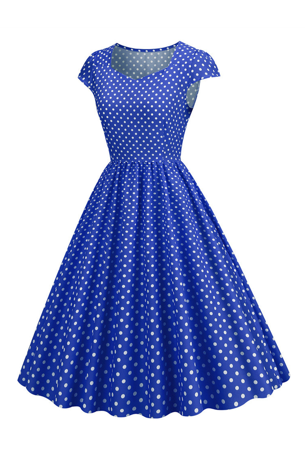 Pontos de Polka Rosa 1950s Vestido Mangas Curtas