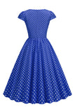Pontos de Polka Rosa 1950s Vestido Mangas Curtas
