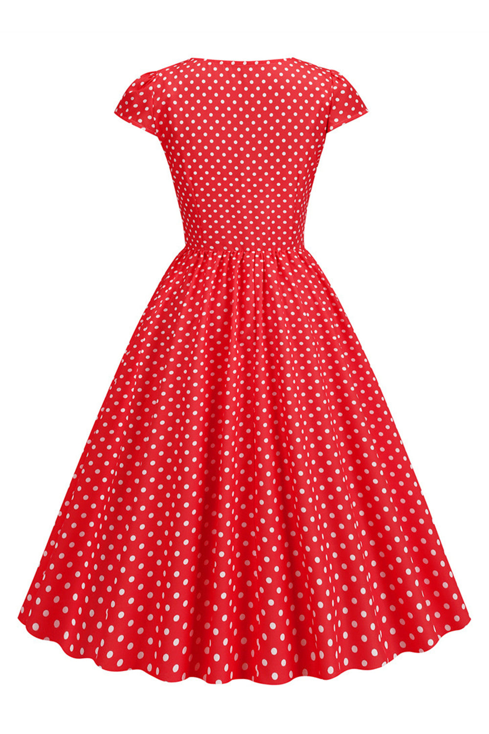 Pontos de Polka Rosa 1950s Vestido Mangas Curtas