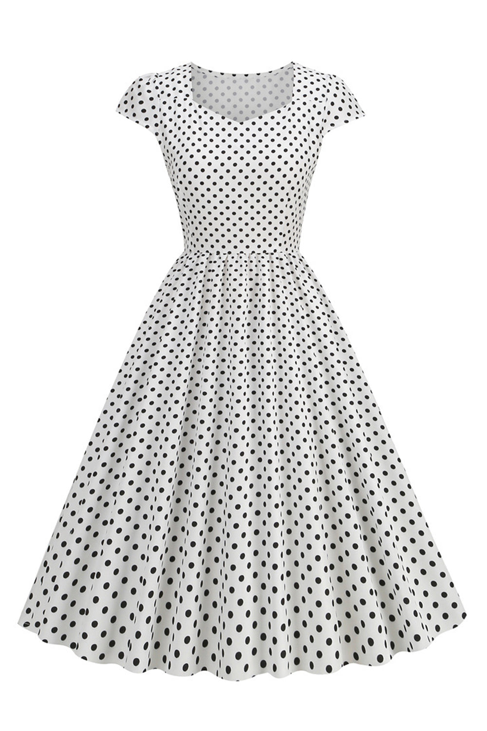 Pontos de Polka Rosa 1950s Vestido Mangas Curtas