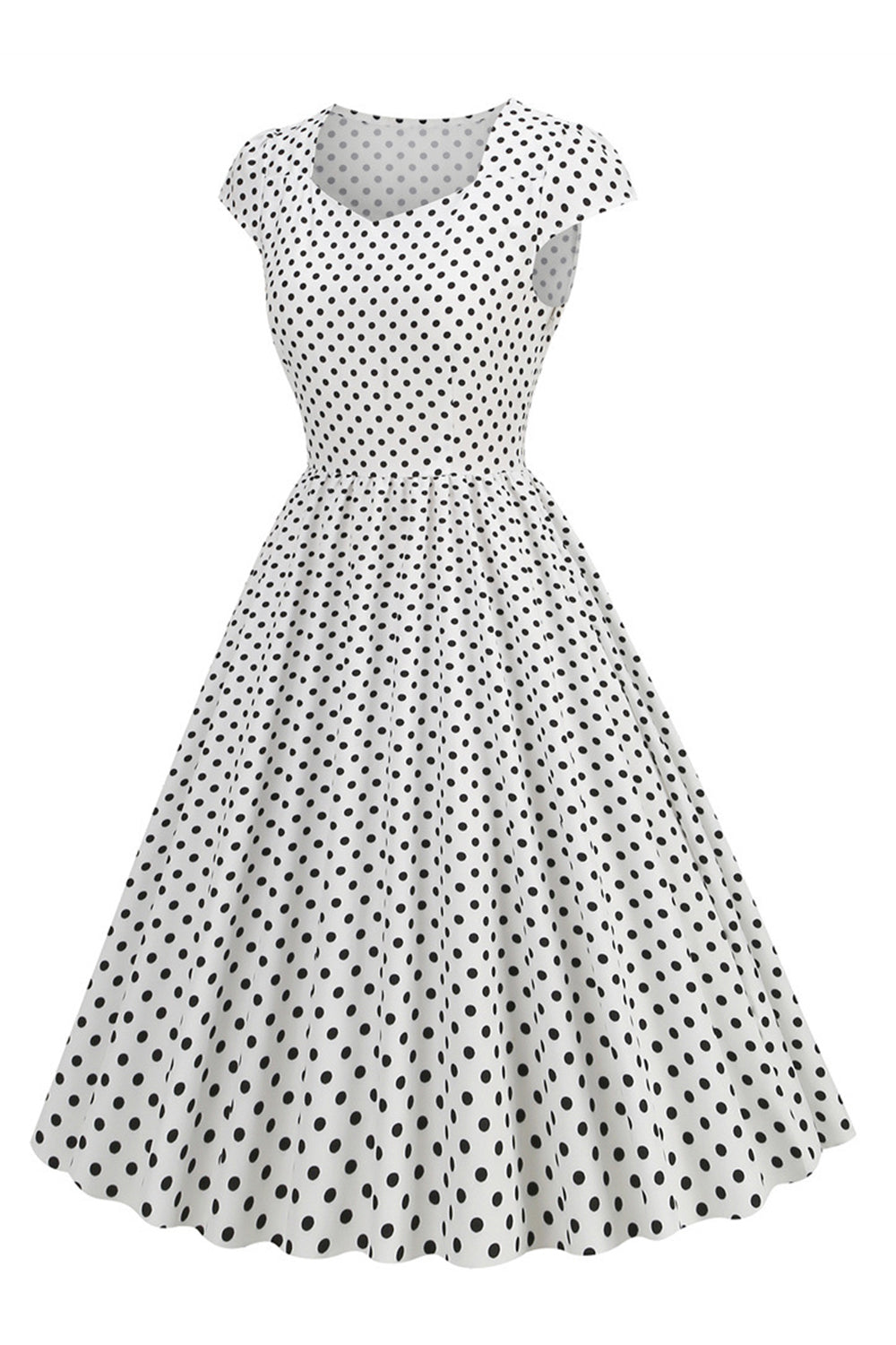 Pontos de Polka Rosa 1950s Vestido Mangas Curtas