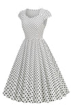 Pontos de Polka Rosa 1950s Vestido Mangas Curtas
