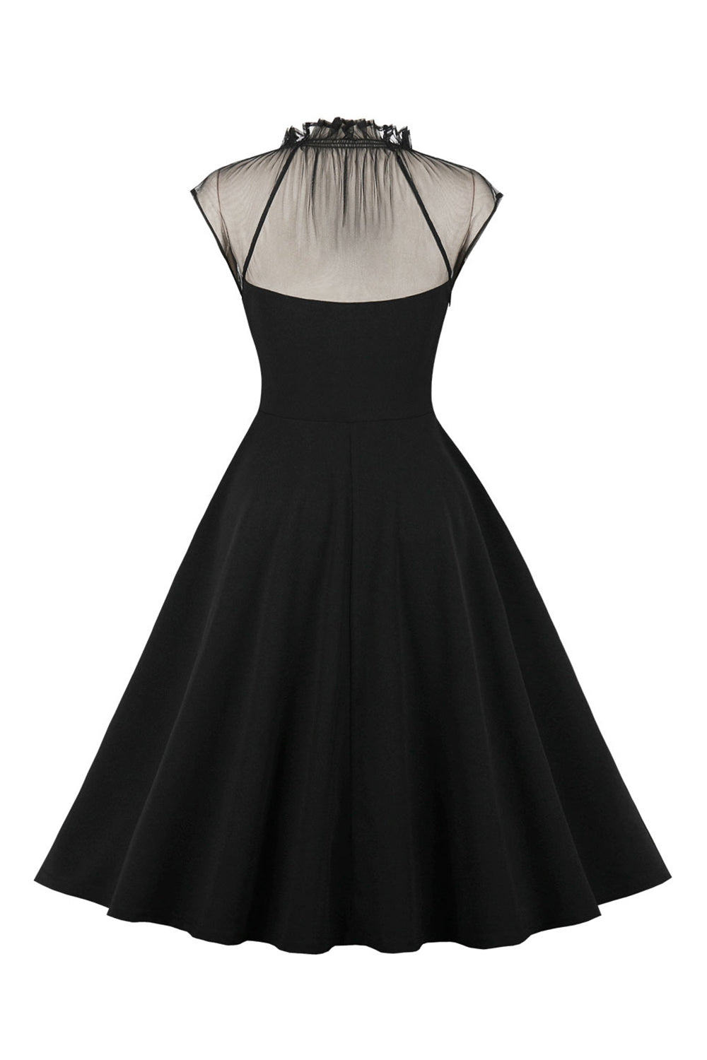 Preto A Line 1950s Vestido Vintage Com Botões