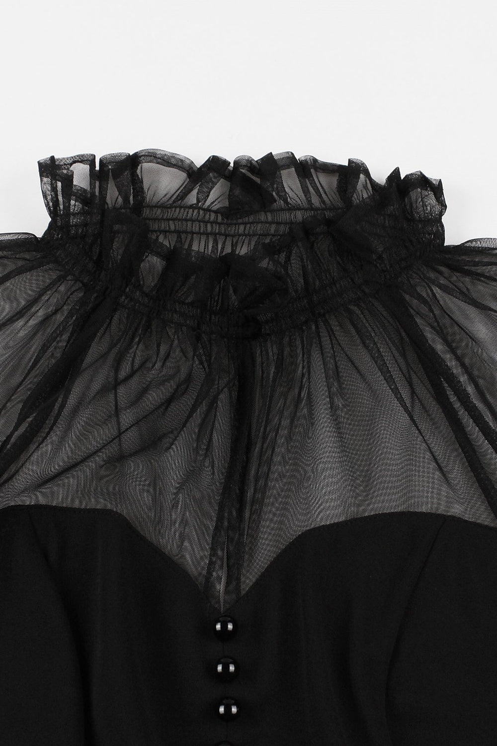 Preto A Line 1950s Vestido Vintage Com Botões