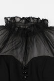 Preto A Line 1950s Vestido Vintage Com Botões