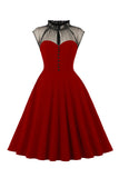 Preto A Line 1950s Vestido Vintage Com Botões