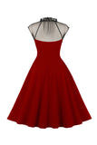Preto A Line 1950s Vestido Vintage Com Botões