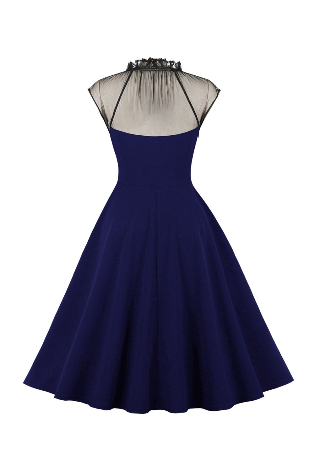 Preto A Line 1950s Vestido Vintage Com Botões