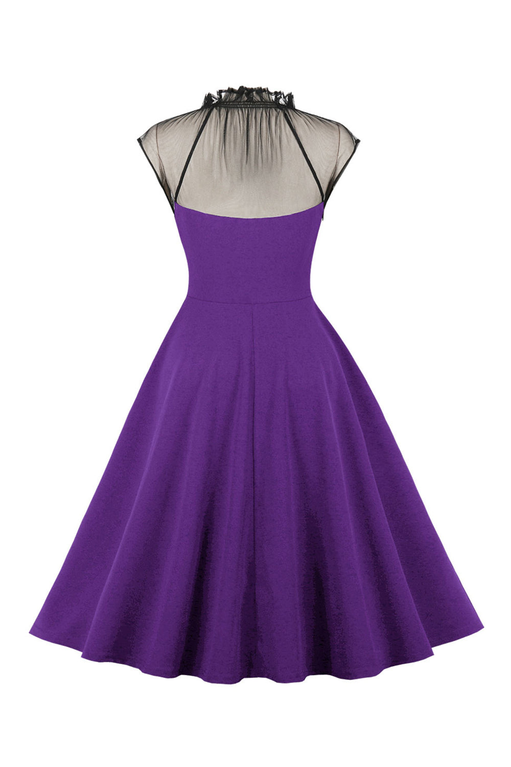 Preto A Line 1950s Vestido Vintage Com Botões