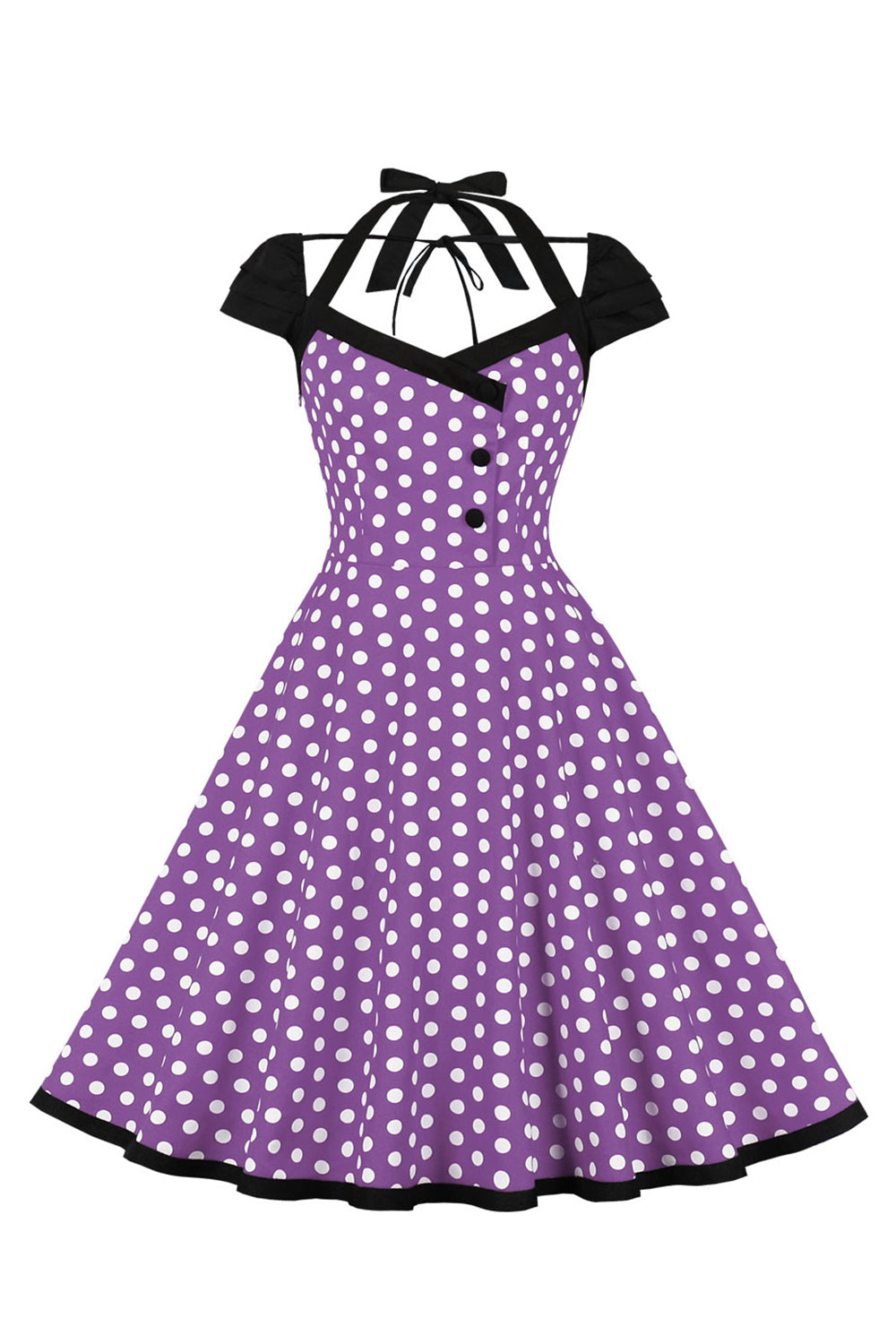 Vermelho Pontos de Polka Halter 1950s Vestido