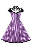 Vermelho Pontos de Polka Halter 1950s Vestido