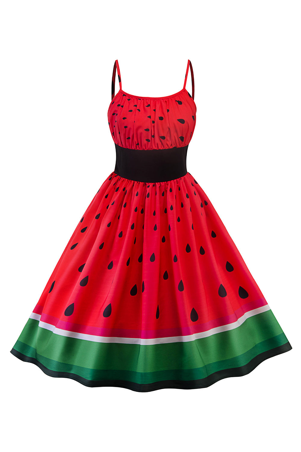 Vermelho Estampado Vintage 1950s Vestido