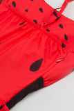 Vermelho Estampado Vintage 1950s Vestido