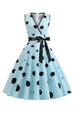 1950s Vestido Vintage Azul Claro