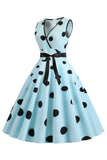 1950s Vestido Vintage Azul Claro