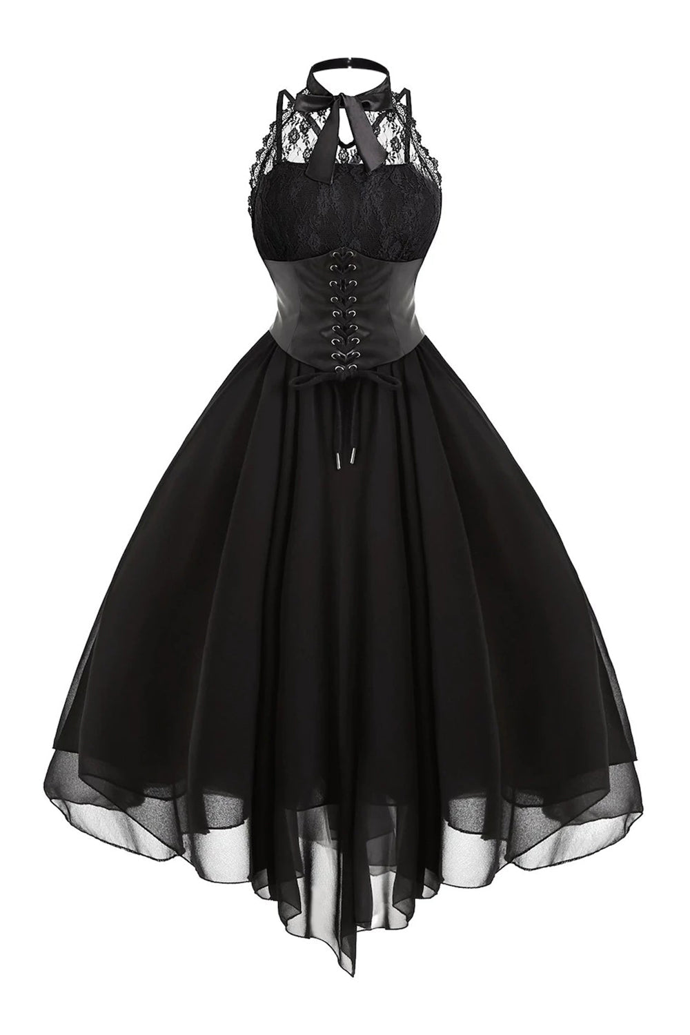 Preto Chiffon Vestido Vintage