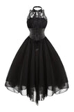 Preto Chiffon Vestido Vintage