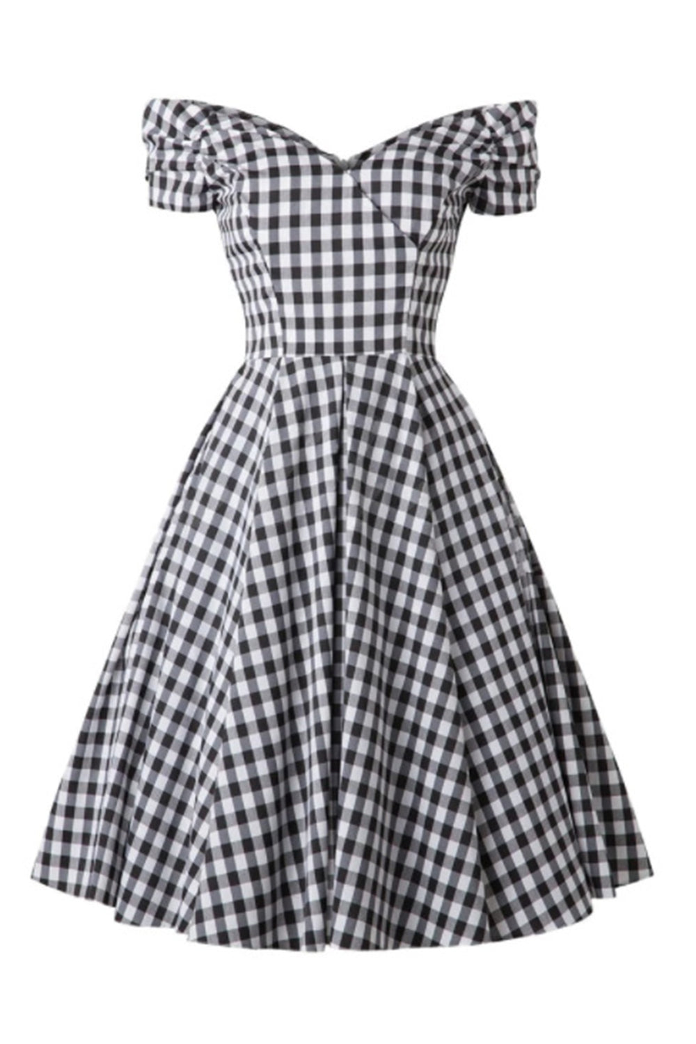 1950s Vestido Vintage Preto Fora do Ombro