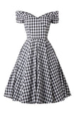 1950s Vestido Vintage Preto Fora do Ombro