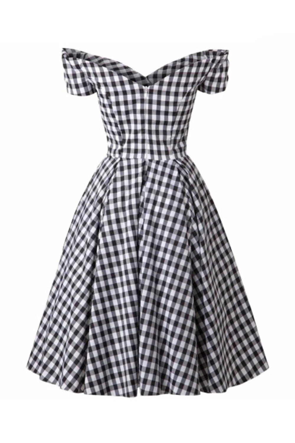 1950s Vestido Vintage Preto Fora do Ombro