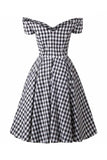 1950s Vestido Vintage Preto Fora do Ombro