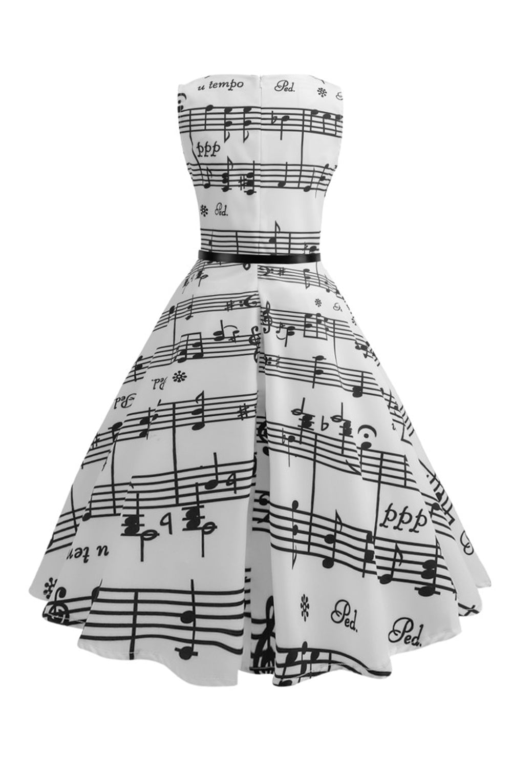 Branco Estampado 1950s Vestido Vintage