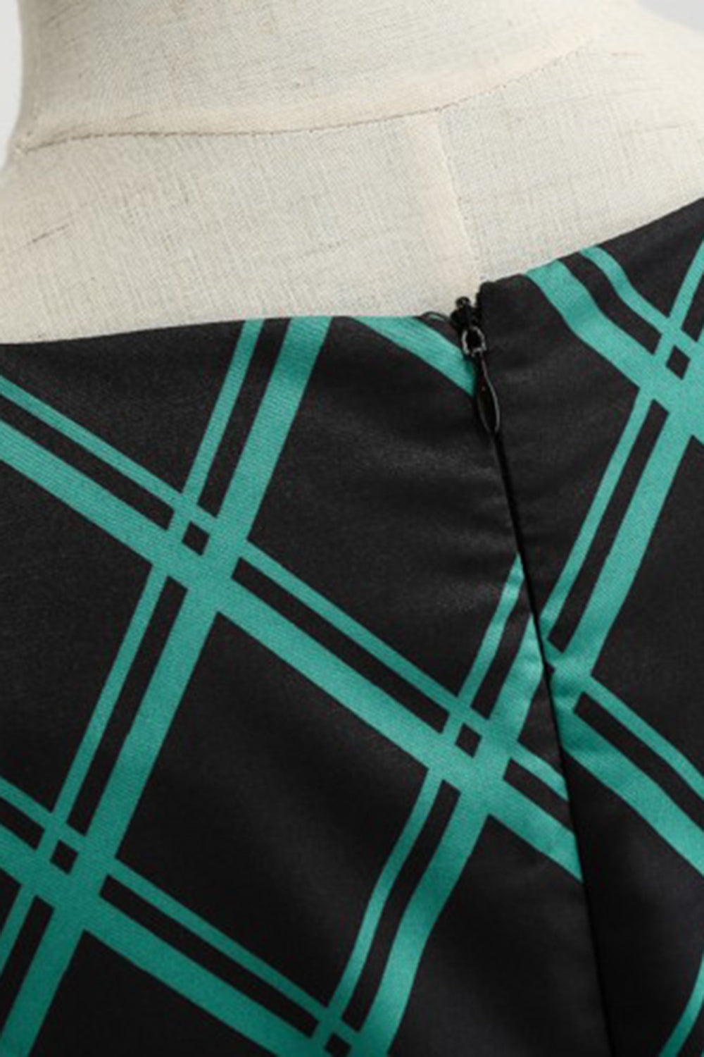 Verde Xadrez 1950s Vestido Sem Mangas