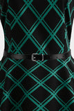 Verde Xadrez 1950s Vestido Sem Mangas