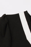 V Pescoço Mangas Curtas Preto 1950s Vestido Com Cinto