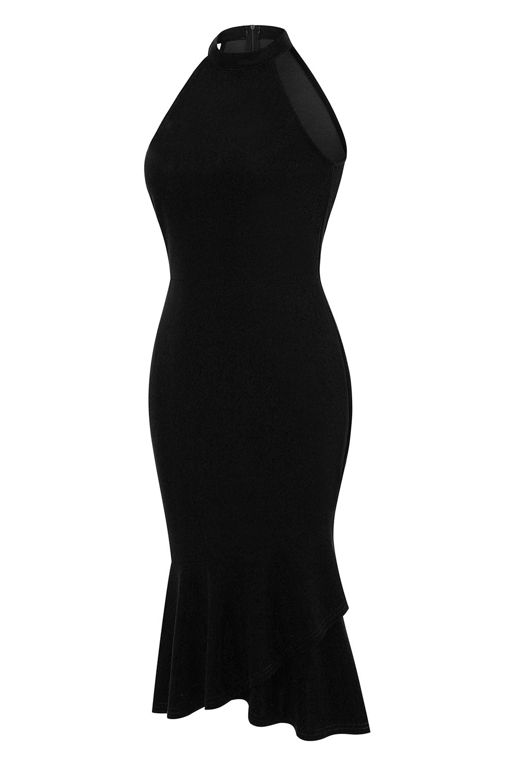 Halter Preto Sem Mangas 1960s Vestido