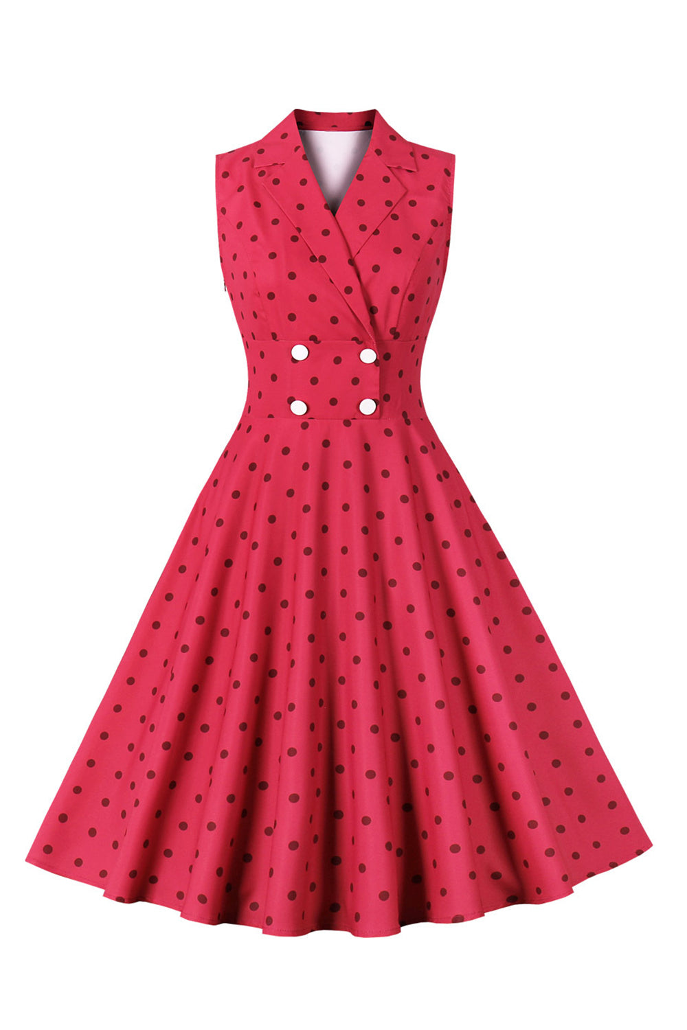Rojo Lunares 1950s Vestido Vintage