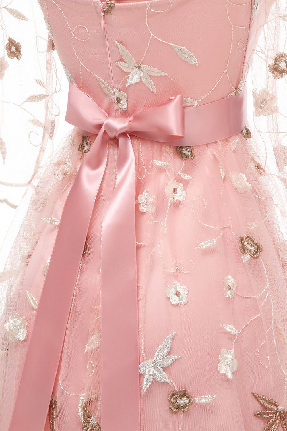 A Line Pescoço Quadrado Rosa 1950s Vestido Com Meias Mangas