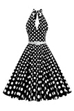 Halter Pontos de Polka 1950s Vestido Vermelho