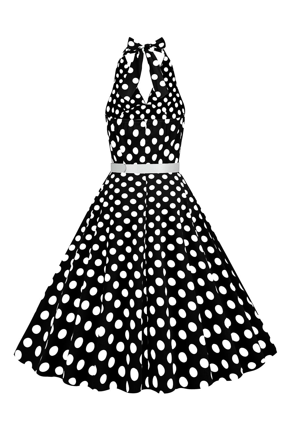 Halter Pontos de Polka 1950s Vestido Vermelho