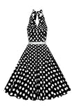 Halter Pontos de Polka 1950s Vestido Vermelho