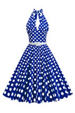 Halter Pontos de Polka 1950s Vestido Vermelho