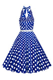 Halter Pontos de Polka 1950s Vestido Vermelho