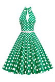 Halter Pontos de Polka 1950s Vestido Vermelho