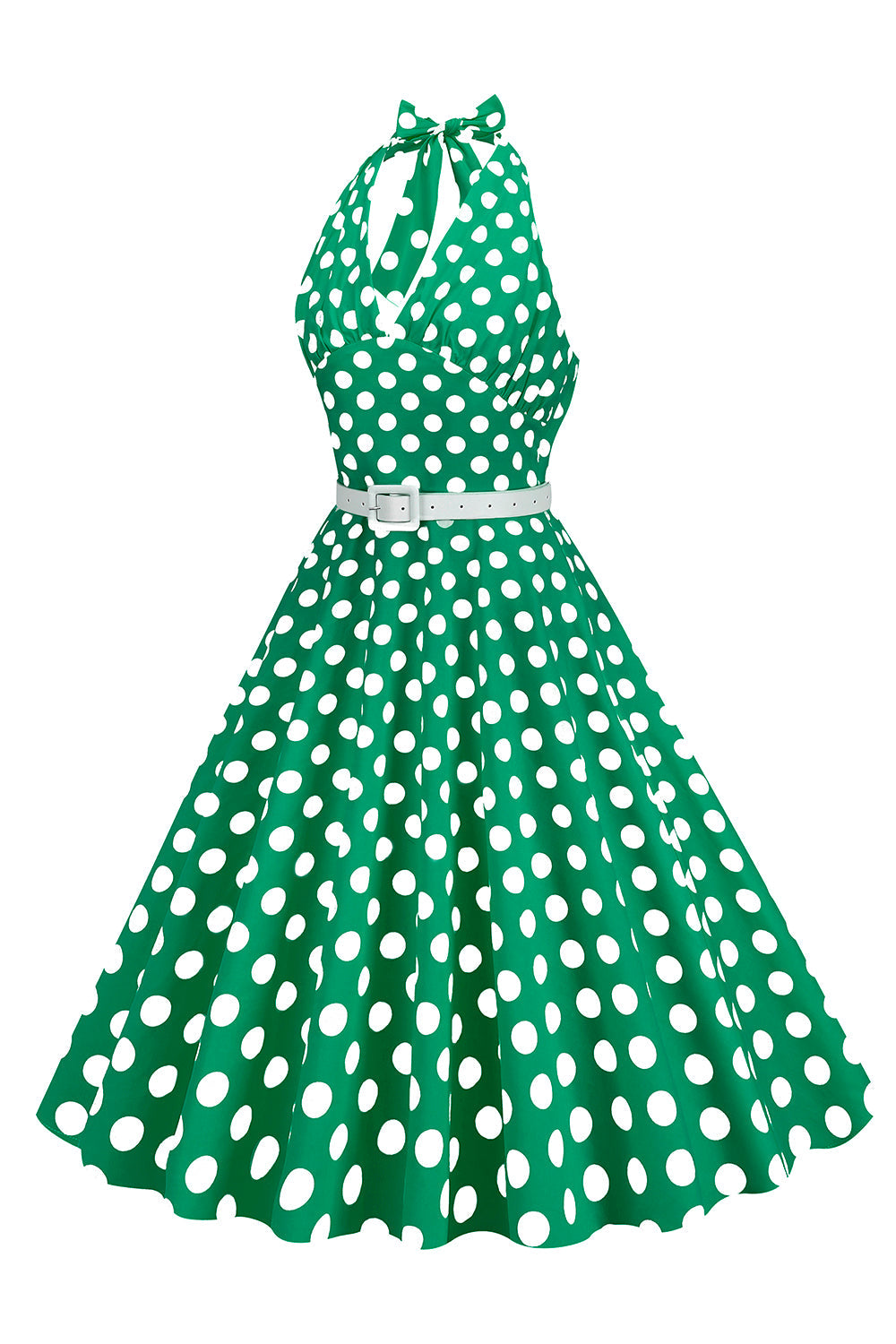 Halter Pontos de Polka 1950s Vestido Vermelho