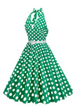 Halter Pontos de Polka 1950s Vestido Vermelho