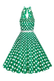 Halter Pontos de Polka 1950s Vestido Vermelho