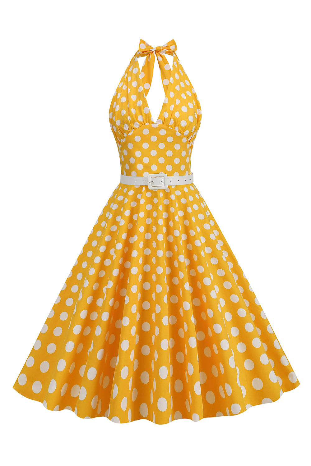 Halter Pontos de Polka 1950s Vestido Vermelho