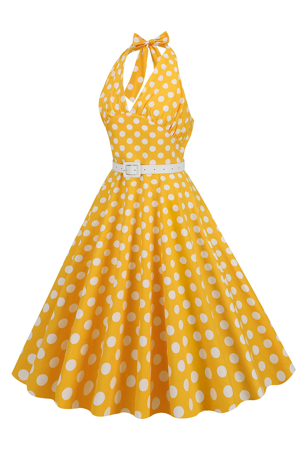 Halter Pontos de Polka 1950s Vestido Vermelho