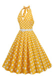 Halter Pontos de Polka 1950s Vestido Vermelho