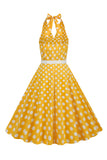 Halter Pontos de Polka 1950s Vestido Vermelho