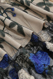 Azul 1950s Vestido Com Bordado