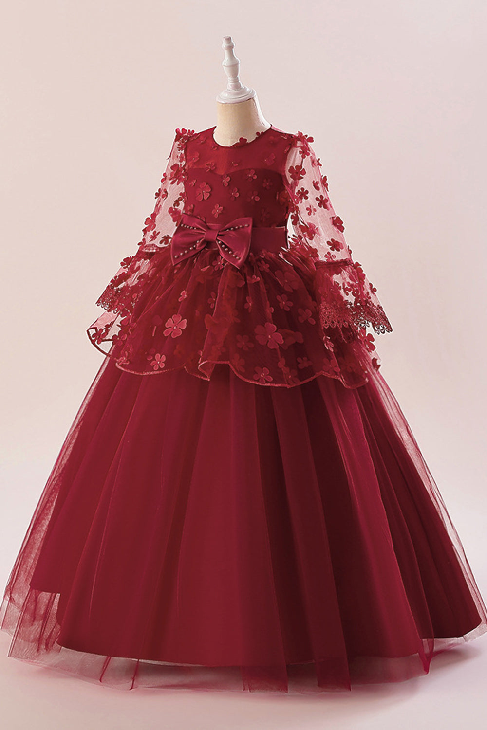 Vestido de festa rosa Tulle Girl com Appliques