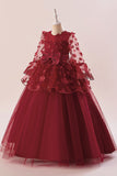 Vestido de festa rosa Tulle Girl com Appliques