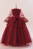 Vestido de festa rosa Tulle Girl com Appliques