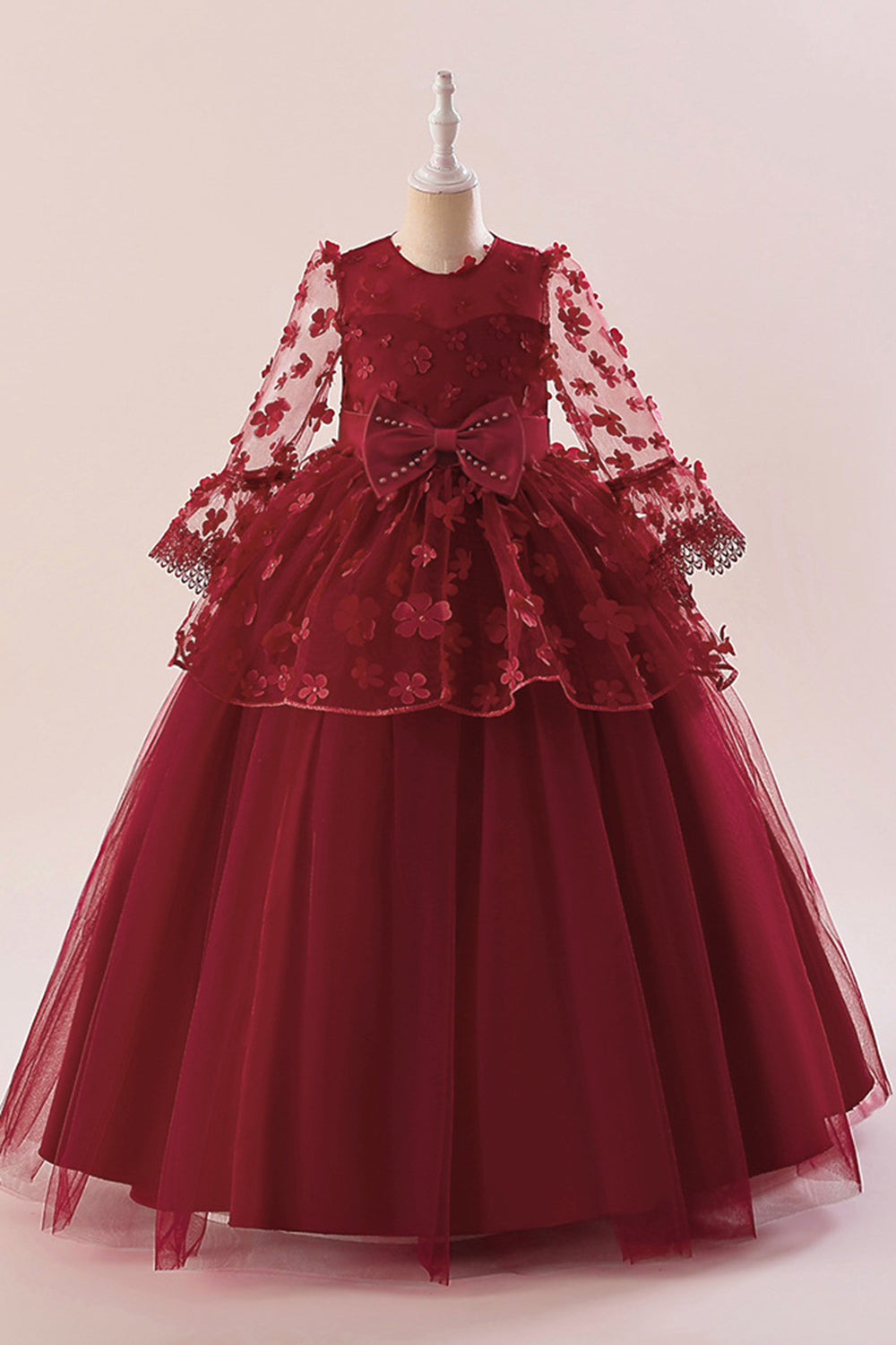 Vestido de festa rosa Tulle Girl com Appliques